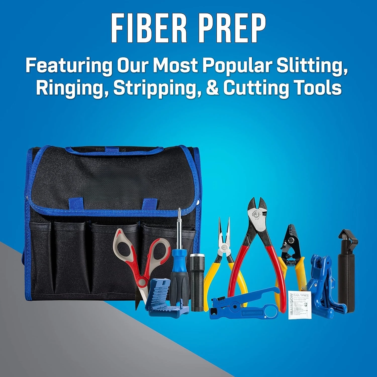 TK-120 Fiber Prep Kit - 12 Piece Fiber Optic Cable Access and Termination Tools Set with Stripping, Ringing, and Cutting Tools
TK-120 Fiber Prep Kit - 12 Piece Fiber Optic Cable Access and Termination Tools Set with Stripping, Ringing, and Cutting Tools