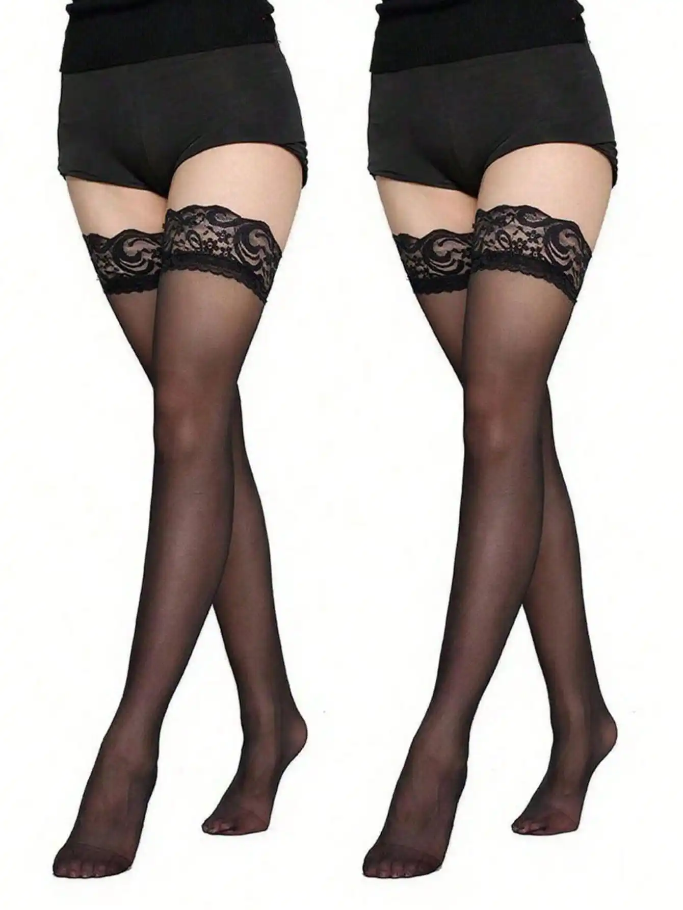 2 Pairs Black Lace Top Thigh High Stockings for Daily Wear & Dates, Soft & Comfortable
2 Pairs Black Lace Top Thigh High Stockings for Daily Wear & Dates, Soft & Comfortable