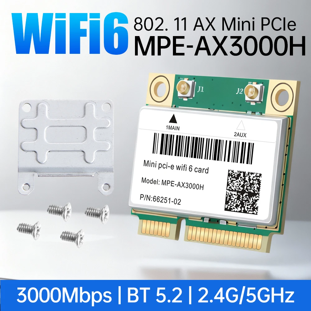 FENVI WiFi 6 Mini PCI-E MPE-AX3000H Wifi Wireless Adapter Dual Band 2.4G/5G BT 5.2 2974Mbps Wifi Card For Laptop/PC Like AX210
FENVI WiFi 6 Mini PCI-E MPE-AX3000H Wifi Wireless Adapter Dual Band 2.4G/5G BT 5.2 2974Mbps Wifi Card For Laptop/PC Like AX210