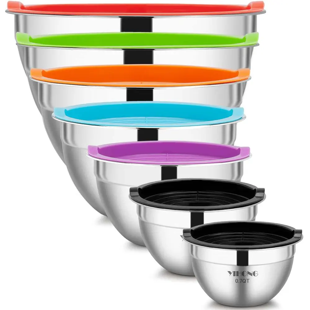 7 Piece Mixing Bowls With Lids For Kitchen, Stainless Steel,Ideal For Baking, Prepping, Cooking And Serving Food, Nesting Metal
7 Piece Mixing Bowls With Lids For Kitchen, Stainless Steel,Ideal For Baking, Prepping, Cooking And Serving Food, Nesting Metal