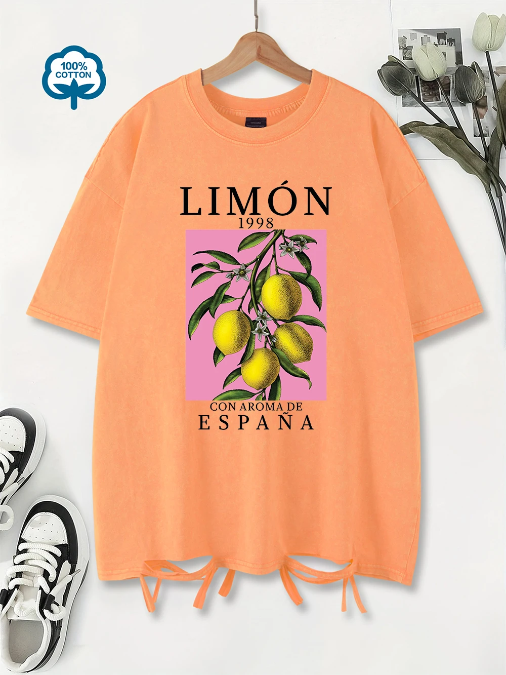 Lemon 1998Con Aroma De Espana, стираная футболка с принтом, женские хлопковые топы большого размера, повседневная футболка с круглым вырезом, потертая футболка, летняя одежда
Lemon 1998Con Aroma De Espana, стираная футболка с принтом, женские хлопковые топы большого размера, повседневная футболка с круглым вырезом, потертая футболка, летняя одежда