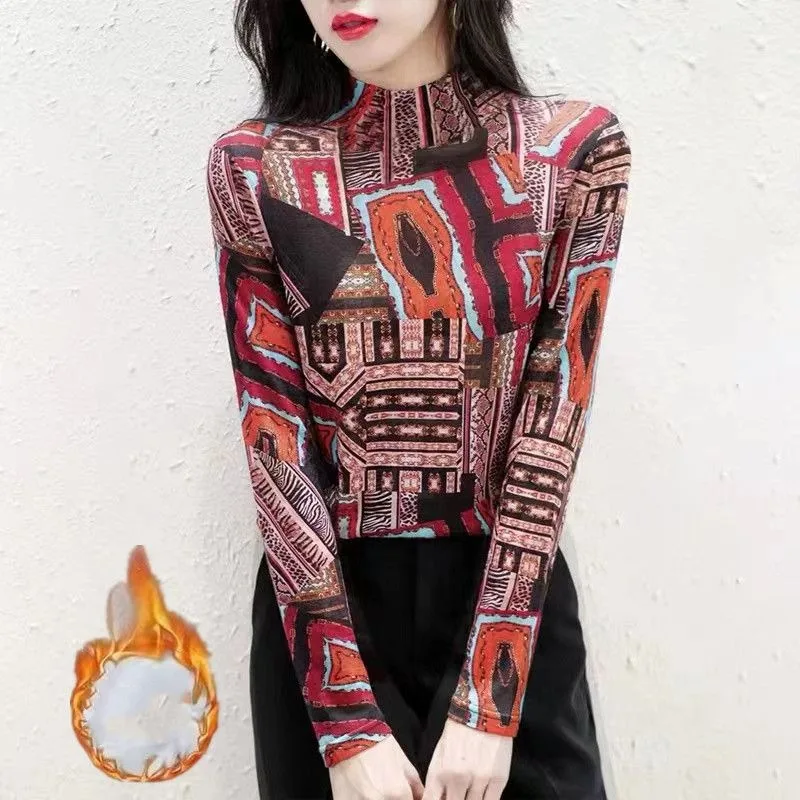 Women's Half High Collar Tie Dye Bottom Long Sleeve Printed Geometric Pullover T-shirt Autumn Winter New Commute Fashion Tops
Women's Half High Collar Tie Dye Bottom Long Sleeve Printed Geometric Pullover T-shirt Autumn Winter New Commute Fashion Tops