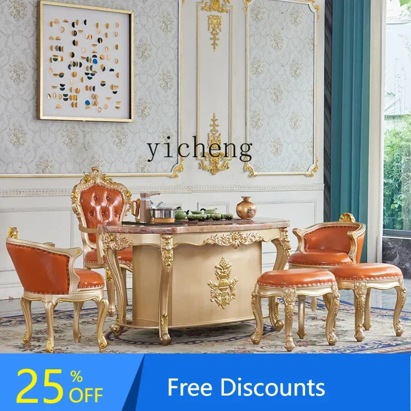 BB villa living room American size apartment champagne gold solid wood marble tea table chair kung fu tea table
BB villa living room American size apartment champagne gold solid wood marble tea table chair kung fu tea table