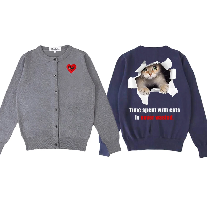 Breaking Paper Pet Cat Printing Women Cardigan Cotton Cute Red Glasses Heart Embroidery O-Neck Single Breasted Autumn Sweater
Breaking Paper Pet Cat Printing Women Cardigan Cotton Cute Red Glasses Heart Embroidery O-Neck Single Breasted Autumn Sweater