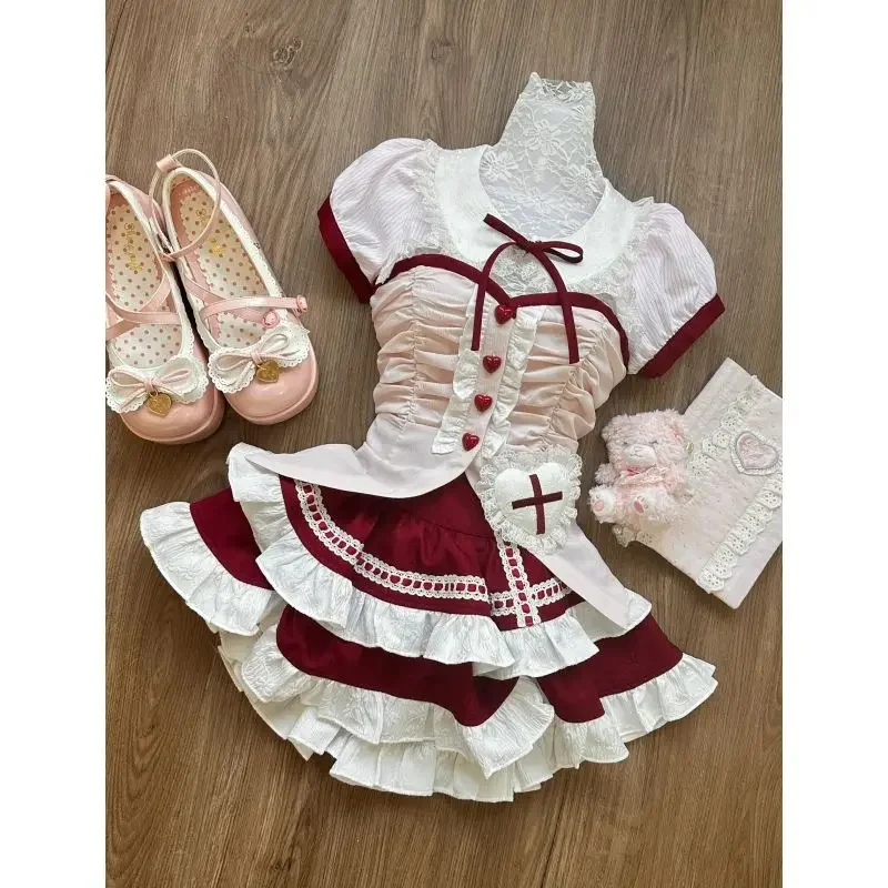 Summer Sweet 2 Piece Set Women Party Sexy Y2k Crop Top Cute Ruffles Cake Skirt Kawaii Lolita Cosplay Costume Korean Fashion
Summer Sweet 2 Piece Set Women Party Sexy Y2k Crop Top Cute Ruffles Cake Skirt Kawaii Lolita Cosplay Costume Korean Fashion