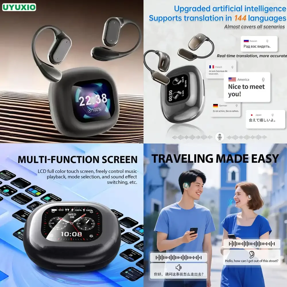 UYUXIO OWS Real Time Translation Earbuds with 144 Languages AI Translating Earphone with LCD Touch Screen Ear Buds Headphone
UYUXIO OWS Real Time Translation Earbuds with 144 Languages AI Translating Earphone with LCD Touch Screen Ear Buds Headphone
