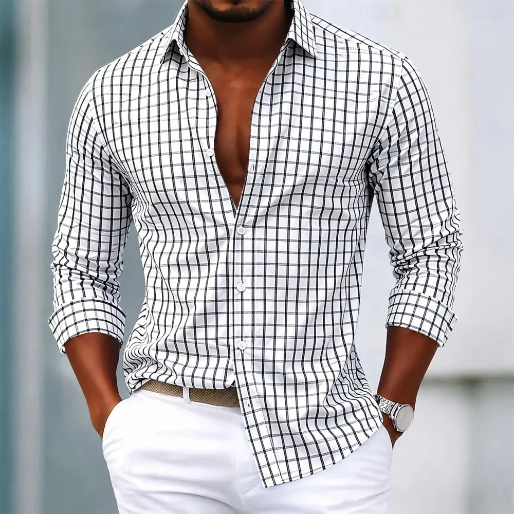Plus Size Men's Classic Plaid Long Sleeve Shirt Breathable Button Up Formal Business Casual Tops Streetwear For Men 2026 New
Plus Size Men's Classic Plaid Long Sleeve Shirt Breathable Button Up Formal Business Casual Tops Streetwear For Men 2026 New