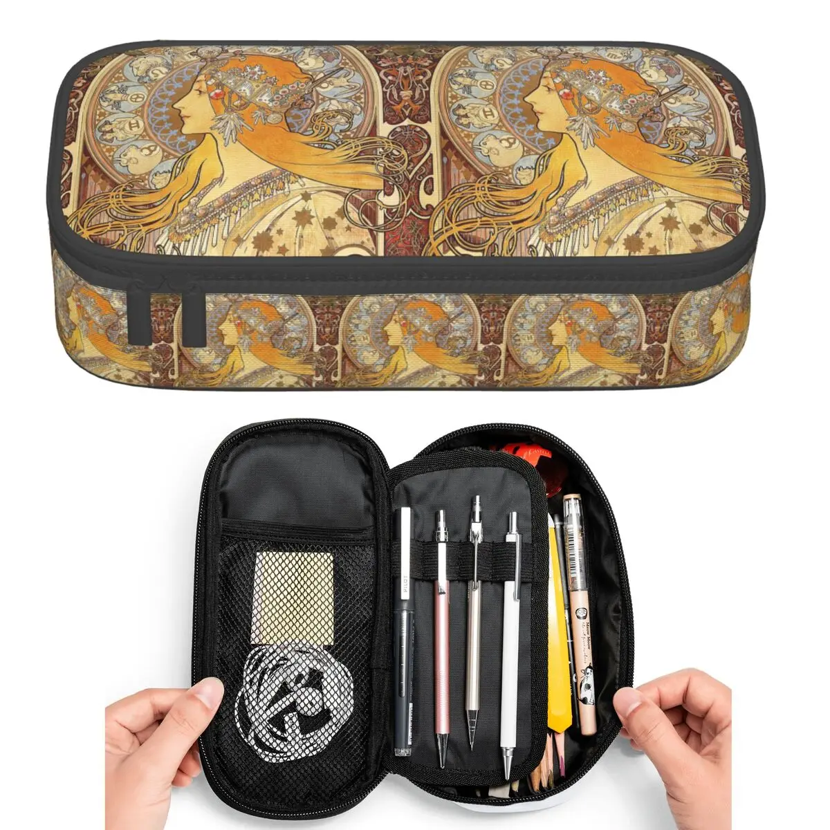 Alphonse Mucha Zodiac Art Nouveau Woman Pencil Cases for Students Pen Box Pencil Bag Large Capacity Pencil Pouch Pen Holder
Alphonse Mucha Zodiac Art Nouveau Woman Pencil Cases for Students Pen Box Pencil Bag Large Capacity Pencil Pouch Pen Holder