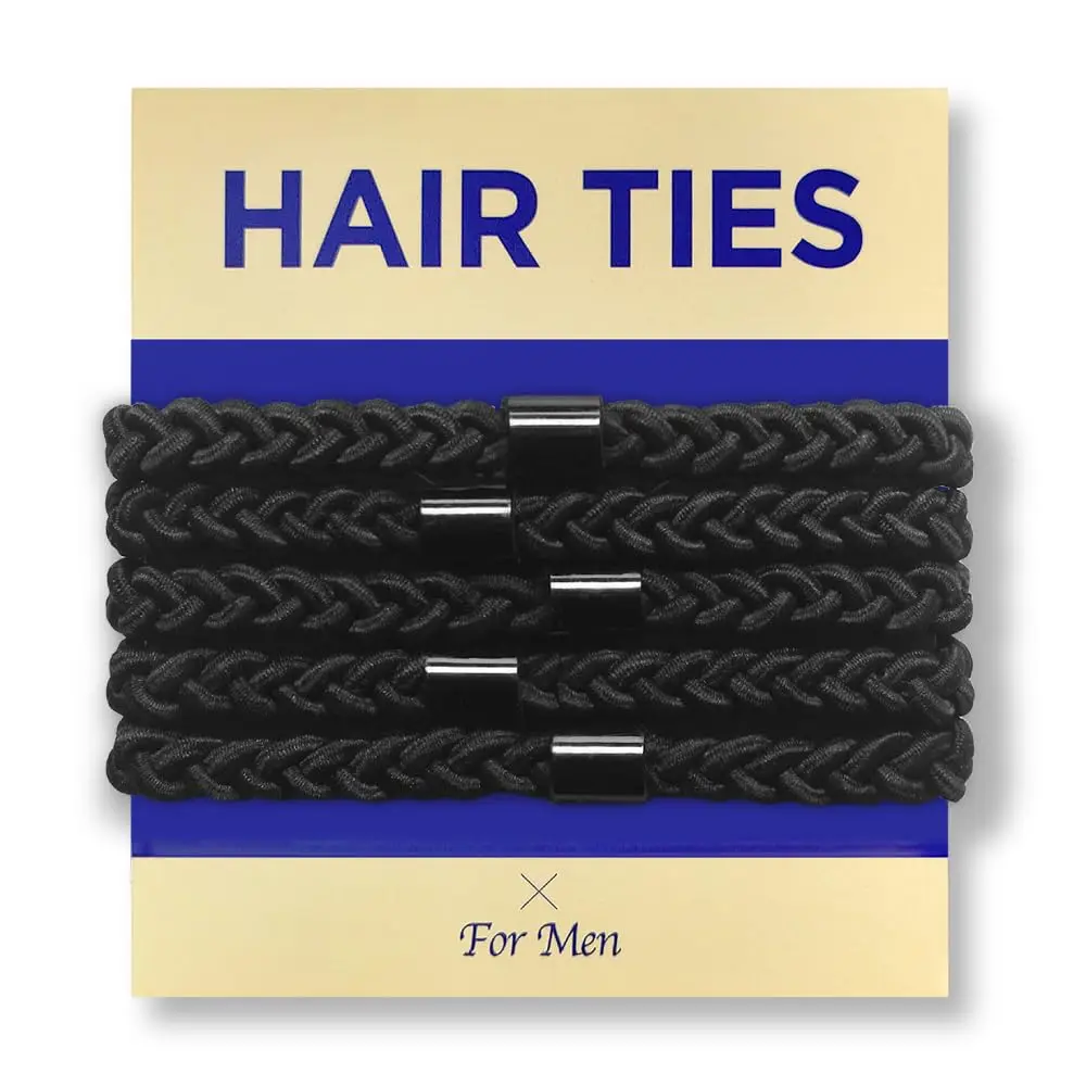 Braided Hair Ties for Men - 5 Pack, Black, Thick & Durable for Buns, No Crease
Braided Hair Ties for Men - 5 Pack, Black, Thick & Durable for Buns, No Crease