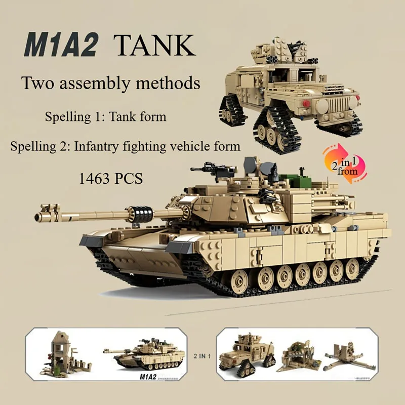 Набор для сборки модели танка M1A2 (1463 детали), трансформируемый, для самостоятельной сборки, мини-сцена, коллекционные игрушки, подарок на праздники
Набор для сборки модели танка M1A2 (1463 детали), трансформируемый, для самостоятельной сборки, мини-сцена, коллекционные игрушки, подарок на праздники