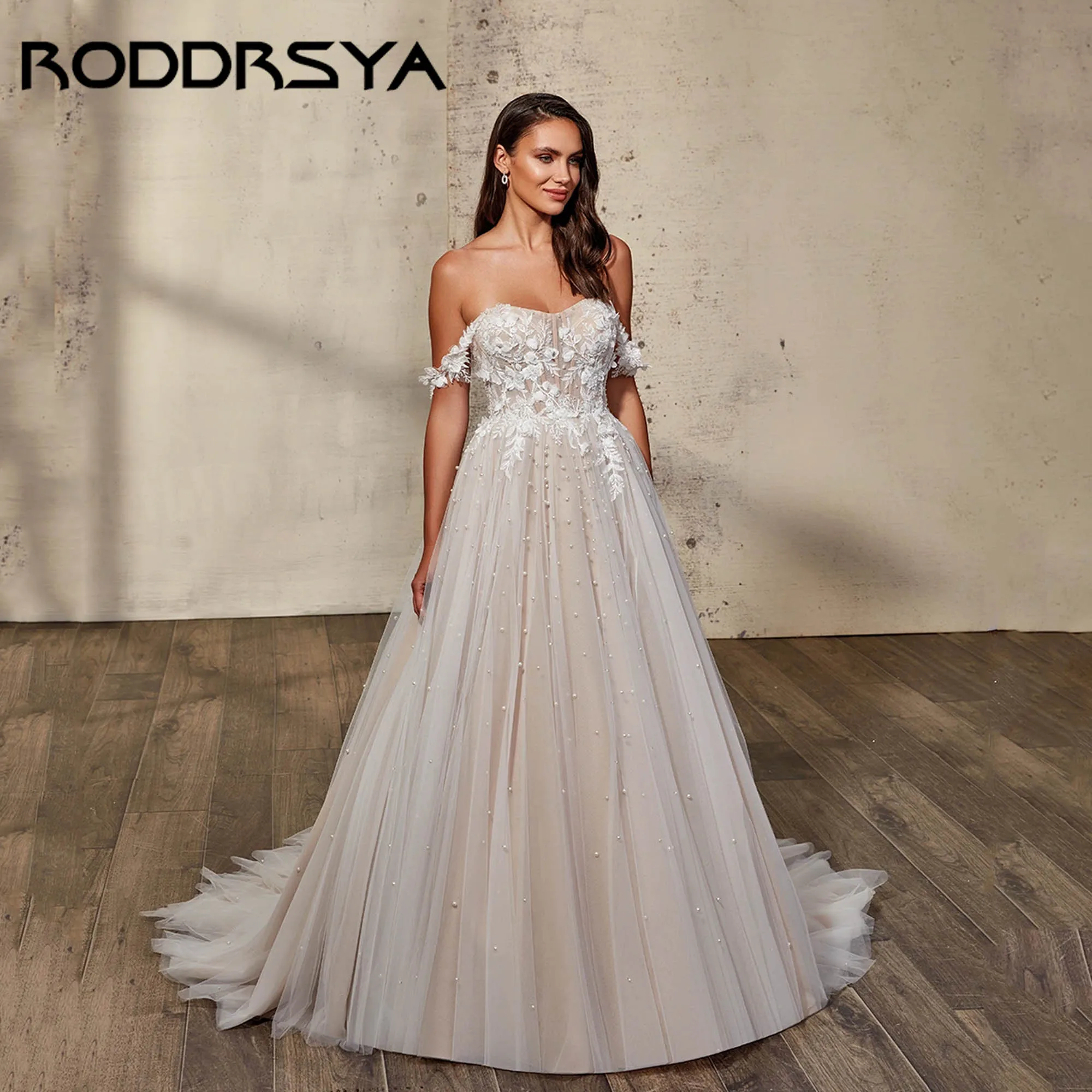 RODDRSYA A-line Wedding Dress With Pearls Appliques Off Shoulder Bridal Gowns Elegant Backless Tulle vestido de novia Customized
RODDRSYA A-line Wedding Dress With Pearls Appliques Off Shoulder Bridal Gowns Elegant Backless Tulle vestido de novia Customized