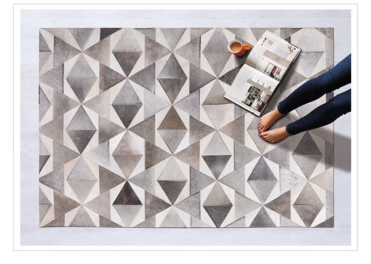American Style Leather Rug Living Room Bedroom Personality Modern Geometry Tea Table Gray Cowhide Mosaic Carpet
American Style Leather Rug Living Room Bedroom Personality Modern Geometry Tea Table Gray Cowhide Mosaic Carpet