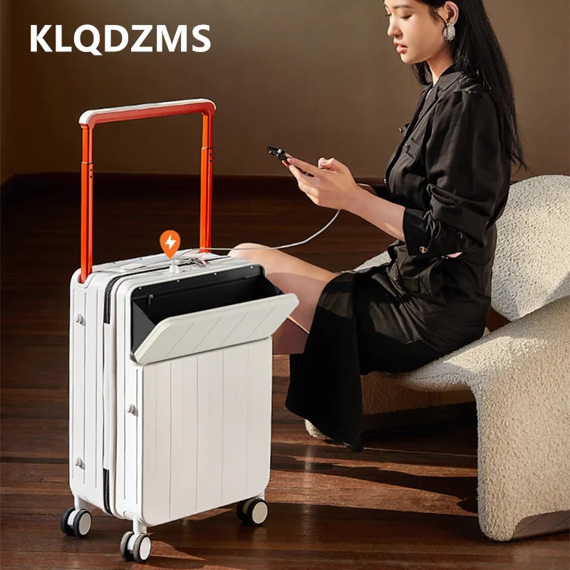 KLQDZMS USB Charging Luggage Front Opening Boarding Case Laptop Trolley Case 20"22"24"26 Inch with Wheels Rolling Suitcase 
KLQDZMS USB Charging Luggage Front Opening Boarding Case Laptop Trolley Case 20"22"24"26 Inch with Wheels Rolling Suitcase