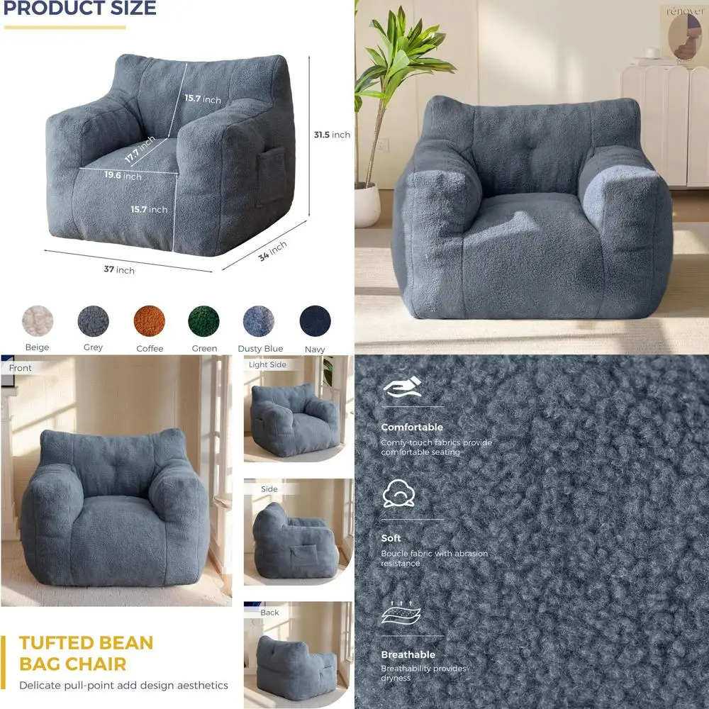 Dusty Blue Tufted Bean Bag Chair - Plush, Comfortable Lounge Sofa for Adults & Teens, Ideal for Living Rooms, Bedrooms, and Dorm
Dusty Blue Tufted Bean Bag Chair - Plush, Comfortable Lounge Sofa for Adults & Teens, Ideal for Living Rooms, Bedrooms, and Dorm