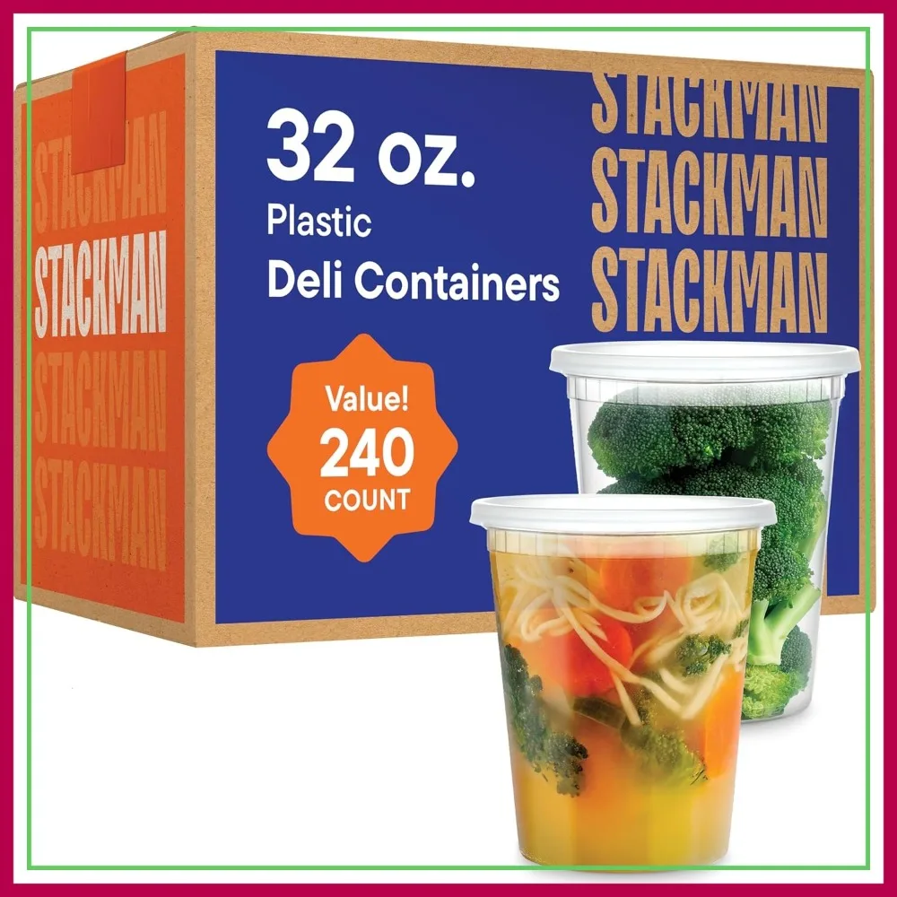 240 Sets Clear Plastic Deli Food Storage Containers with Airtight Lids - 32 oz. Soup Containers Bulk Pack
240 Sets Clear Plastic Deli Food Storage Containers with Airtight Lids - 32 oz. Soup Containers Bulk Pack