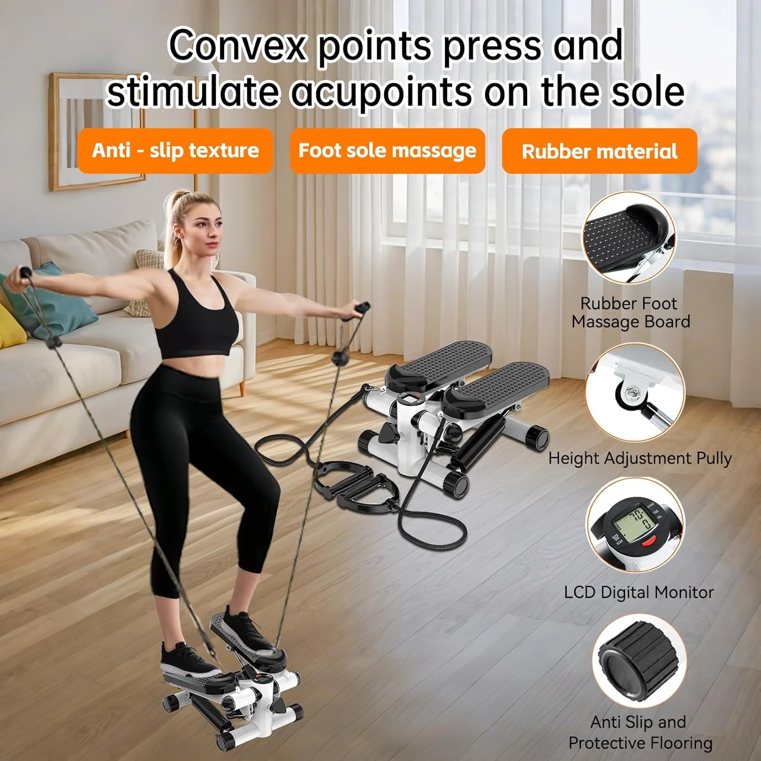 Multifunction Indoor Fitness Stepper Silent Mini Stair Exerciser with Steel and ABS Material for Home Use and Weight Loss
Multifunction Indoor Fitness Stepper Silent Mini Stair Exerciser with Steel and ABS Material for Home Use and Weight Loss
