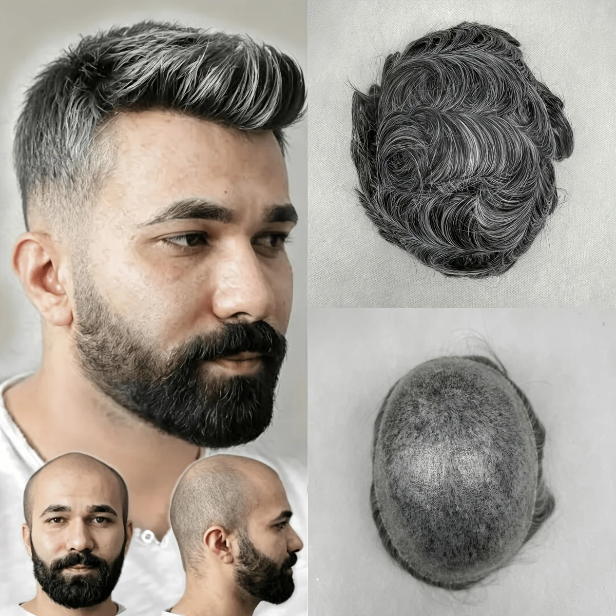 Men's 8x10 Full PU Real Hair Wig - Gray Forehead Feel Hair Block, Machine Inserted for Daily & Special Occasions
Men's 8x10 Full PU Real Hair Wig - Gray Forehead Feel Hair Block, Machine Inserted for Daily & Special Occasions