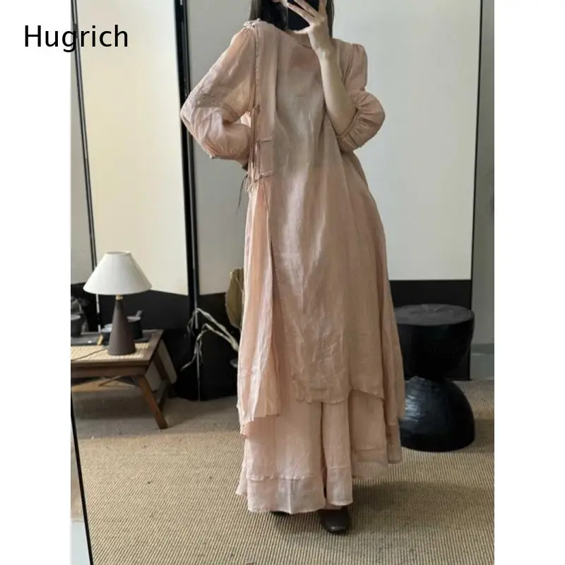 Double Layer Long Dress Crew Neck Elastic Cuff Bubble Sleeve Traditional Side Knot Design Relaxed Fit Floor Length Dress
Double Layer Long Dress Crew Neck Elastic Cuff Bubble Sleeve Traditional Side Knot Design Relaxed Fit Floor Length Dress