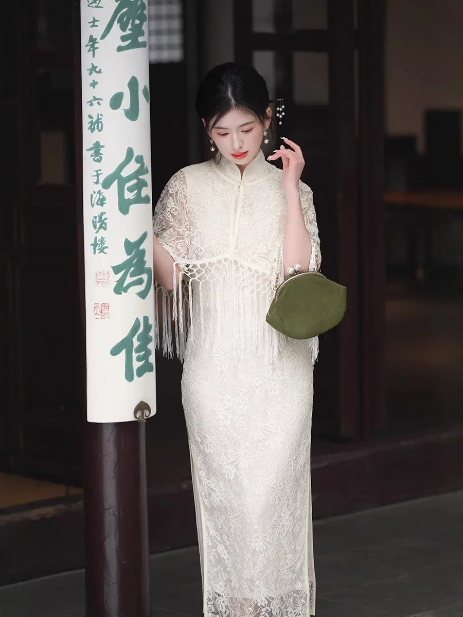 2025 Spring/Summer New White Lace Two Piece Set Qipao Dress Chinese Style Retro Style Improved Cheongsam
2025 Spring/Summer New White Lace Two Piece Set Qipao Dress Chinese Style Retro Style Improved Cheongsam