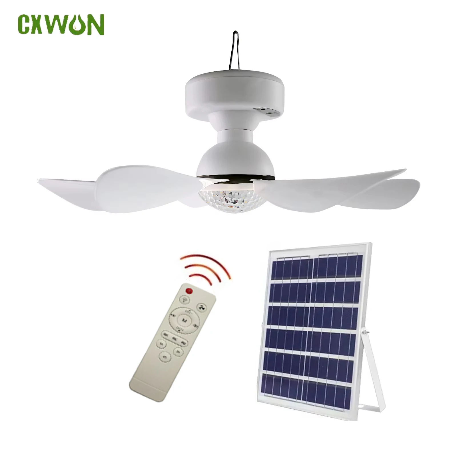 Solar Powered Charging Ceiling Fan Lights with 3 Color Led Lighting Portable for Outdoor Indoor Use Solar Fan Bulb Lamp
Solar Powered Charging Ceiling Fan Lights with 3 Color Led Lighting Portable for Outdoor Indoor Use Solar Fan Bulb Lamp