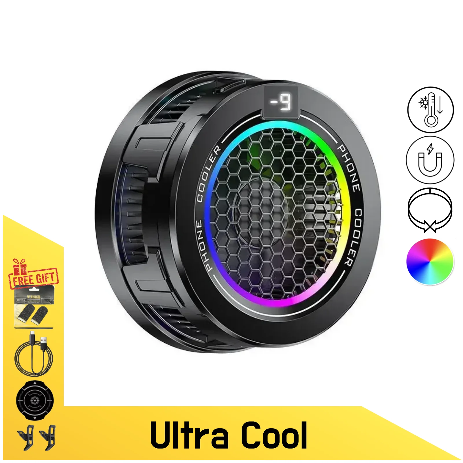 X108 Extreme Cooling Phone Cooler with Freezing Technology, 3-Gear Adjustable, Magnetic & Clip-on for iPhone Android
X108 Extreme Cooling Phone Cooler with Freezing Technology, 3-Gear Adjustable, Magnetic & Clip-on for iPhone Android