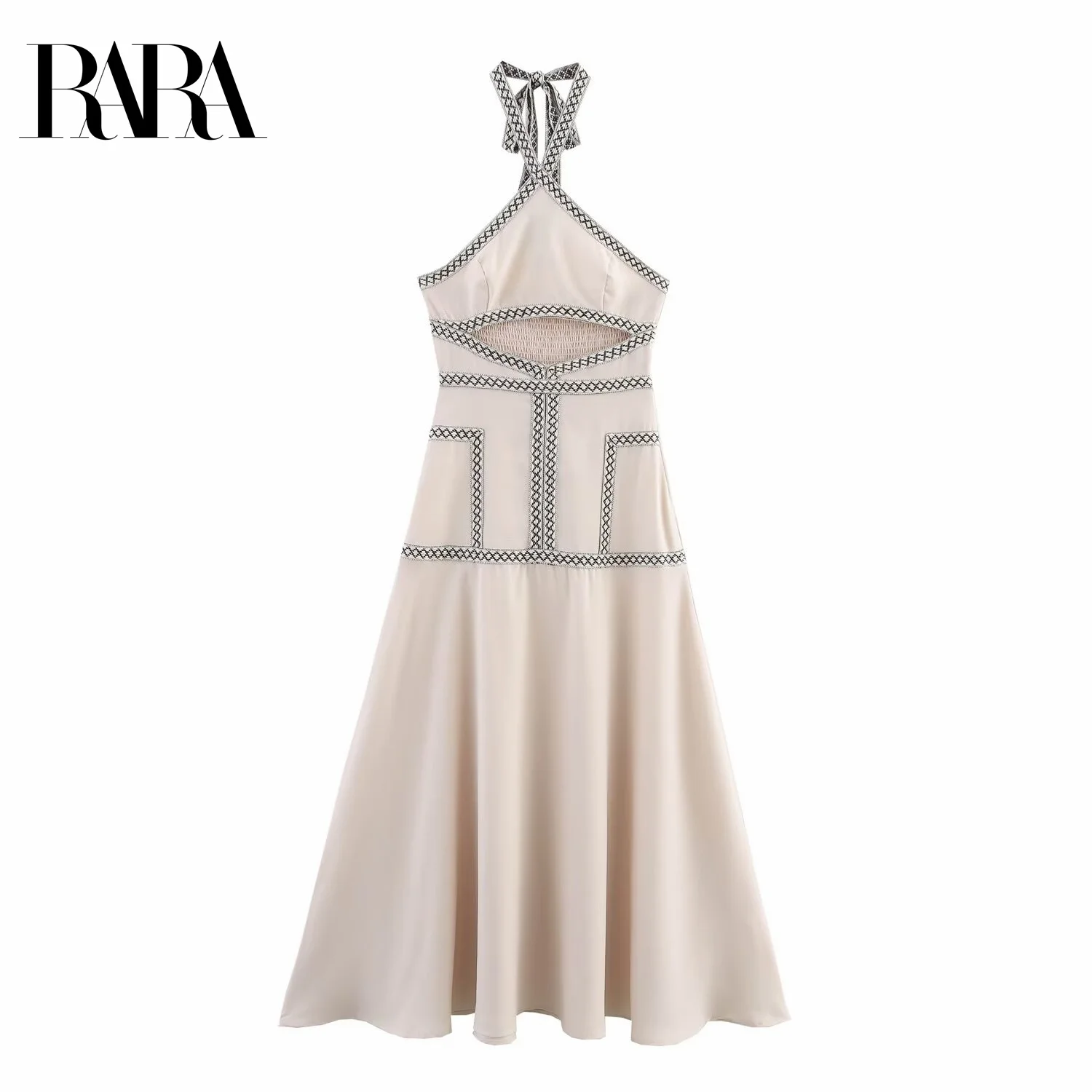 RARA Womens Elegant Sexy Sleeveless Off Shoulder Halter Neck Mid Length Dress with Front Hollow Out Design
RARA Womens Elegant Sexy Sleeveless Off Shoulder Halter Neck Mid Length Dress with Front Hollow Out Design