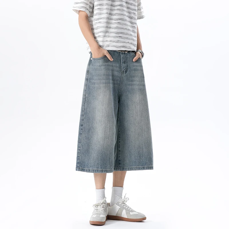 Men's Light Blue Cropped Jeans Wide Leg Denim Summer Casual Loose Fit Black Trousers Vintage Wash Streetwear Bottoms M-XXXXXL
Men's Light Blue Cropped Jeans Wide Leg Denim Summer Casual Loose Fit Black Trousers Vintage Wash Streetwear Bottoms M-XXXXXL