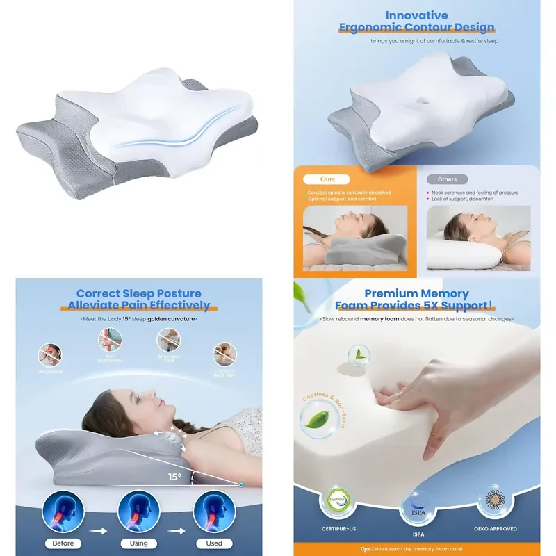 【CHIMU HOME】Butterfly Memory Foam Pillow Ergonomic Contour Cervical Support for Side Sleepers
【CHIMU HOME】Butterfly Memory Foam Pillow Ergonomic Contour Cervical Support for Side Sleepers