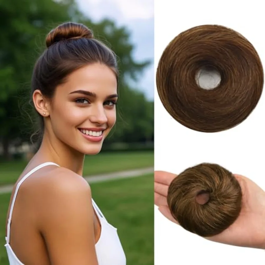 Women's messy bun hairpiece for daily wear, 100 real human hair, natural wavy texture, brown color, seamless blend and secure e
Women's messy bun hairpiece for daily wear, 100 real human hair, natural wavy texture, brown color, seamless blend and secure e