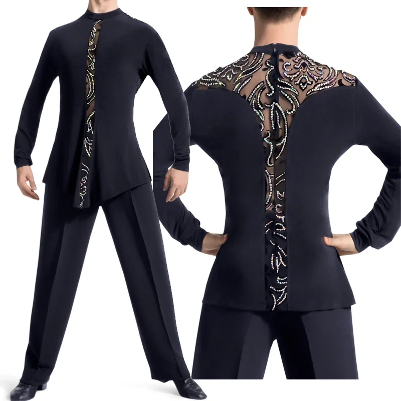 Lace Mesh Latin Dance Tops Men Rhinestone Flower Long Sleeves Shirts Sexy Costume Samba Rumba Cha Cha Competition Wear DNV13907
Lace Mesh Latin Dance Tops Men Rhinestone Flower Long Sleeves Shirts Sexy Costume Samba Rumba Cha Cha Competition Wear DNV13907