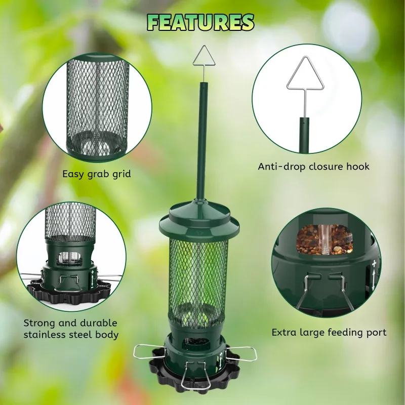 Squirrel-Proof Bird Feeder Outdoor Garden Wrought Iron Bird Feeder Hanging Hummingbird Feeder
Squirrel-Proof Bird Feeder Outdoor Garden Wrought Iron Bird Feeder Hanging Hummingbird Feeder