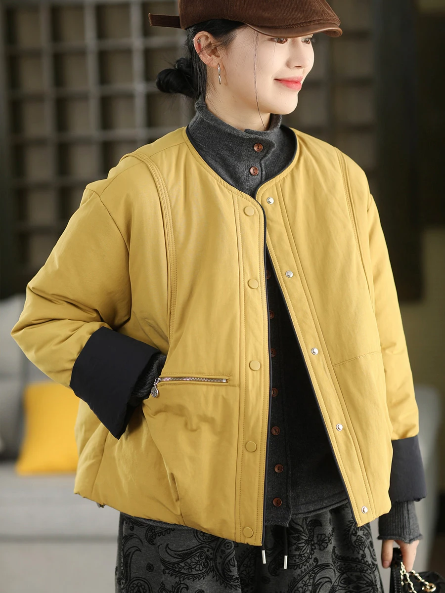 Thiened Cotton Jaet High Densi Cotton Patchwork Winter Warm Loose Cotton Coat Long Sve round Ne Single Button Closure
Thiened Cotton Jaet High Densi Cotton Patchwork Winter Warm Loose Cotton Coat Long Sve round Ne Single Button Closure