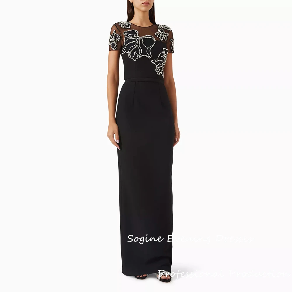 Black Evening Dresses O-Neck Short Sleeve فساتين سهره Straight High Waist Платье Вечернее With Crystal-Embellished Party Gown
Black Evening Dresses O-Neck Short Sleeve فساتين سهره Straight High Waist Платье Вечернее With Crystal-Embellished Party Gown