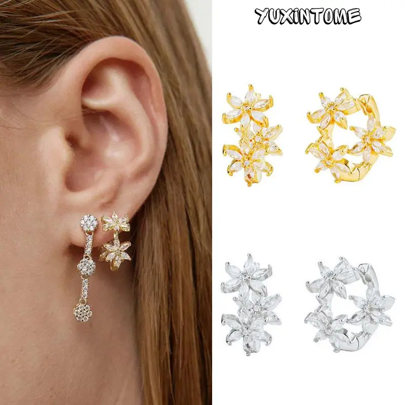 925 Sterling Silver Needle White Crystal Floral Zircon Hoop Earrings For Women Luxury Fashion Piercing Gold Earrings Jewelry A25
925 Sterling Silver Needle White Crystal Floral Zircon Hoop Earrings For Women Luxury Fashion Piercing Gold Earrings Jewelry A25