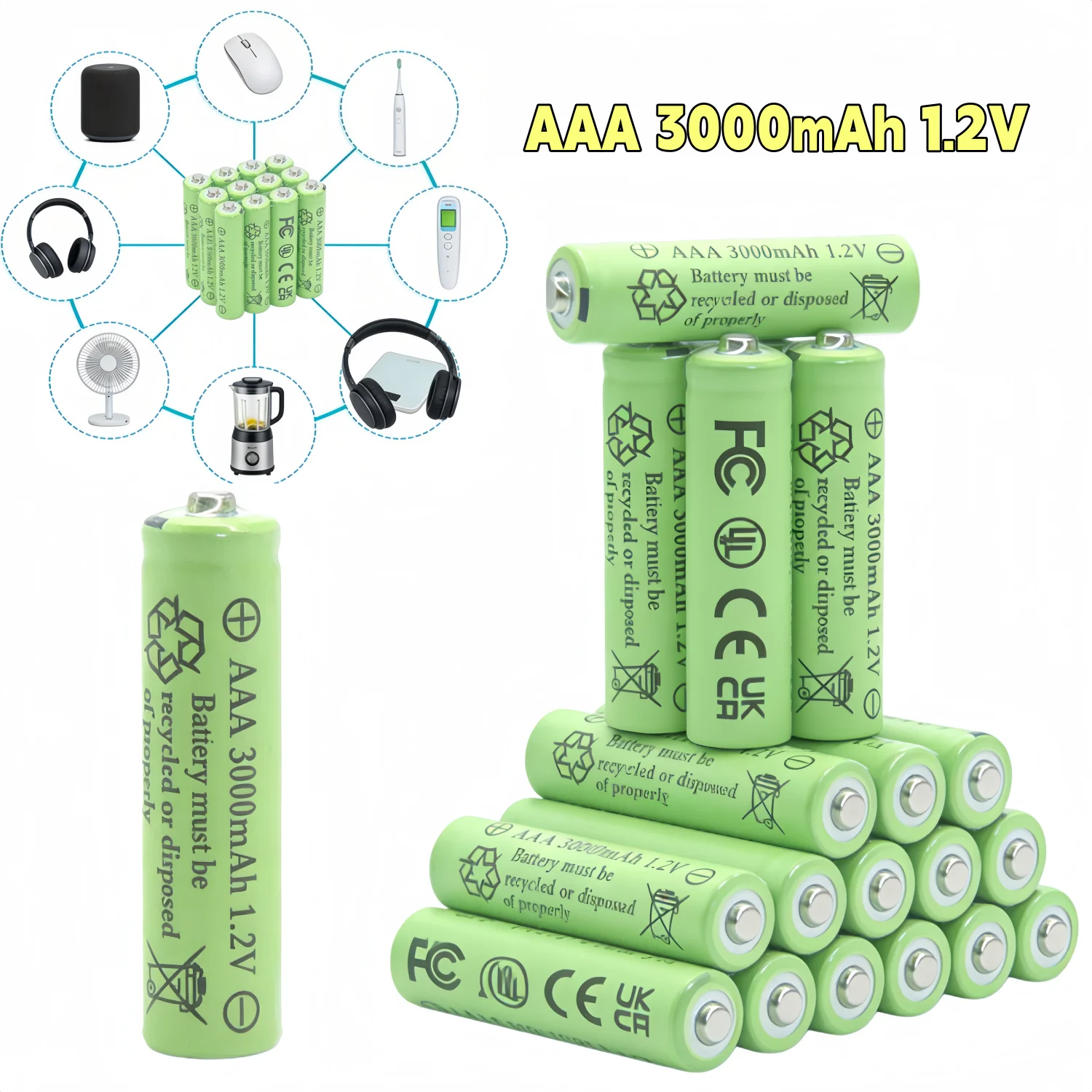 4-20 Pcs AAA 1.2V 3000mAh Ni-MH Rechargeable Batteries 3A High Capacity Battery for Flashlights Remote Controls Home Devices
4-20 Pcs AAA 1.2V 3000mAh Ni-MH Rechargeable Batteries 3A High Capacity Battery for Flashlights Remote Controls Home Devices