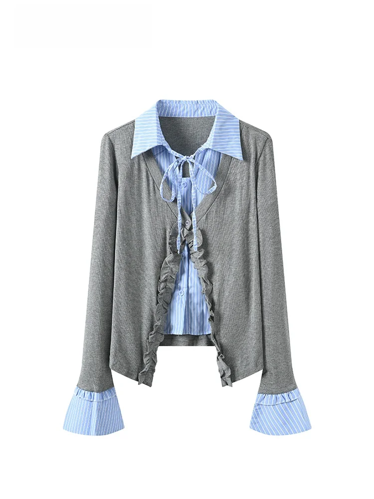 Cara CLUB plus Size Knitted Long Sve irt Women Early Autumn New Sle Fat Sister College Sle Patchwork Blouse
Cara CLUB plus Size Knitted Long Sve irt Women Early Autumn New Sle Fat Sister College Sle Patchwork Blouse