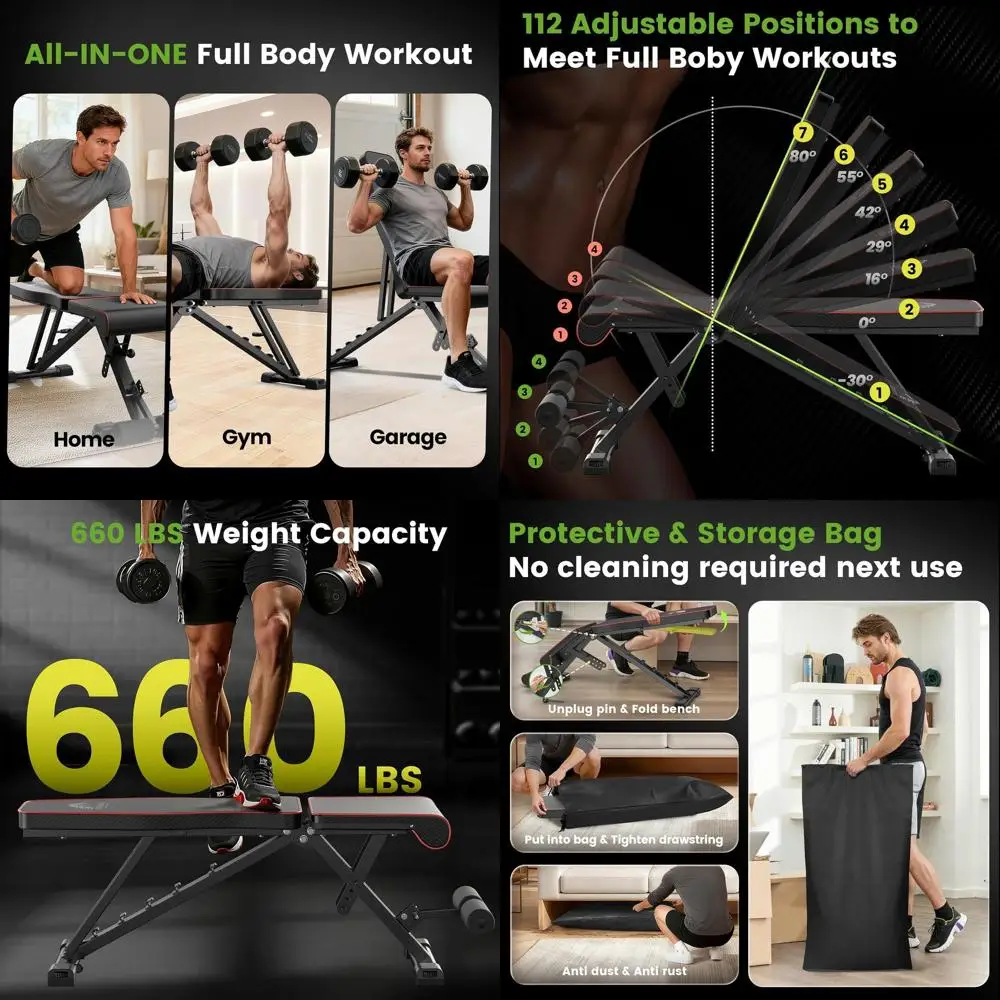 Weight Bench with Storage Bag, 7 Backrests Adjustable Workout Bench Load 660LBS Weight Capacity, Incline Decline Flat Foldable B
Weight Bench with Storage Bag, 7 Backrests Adjustable Workout Bench Load 660LBS Weight Capacity, Incline Decline Flat Foldable B