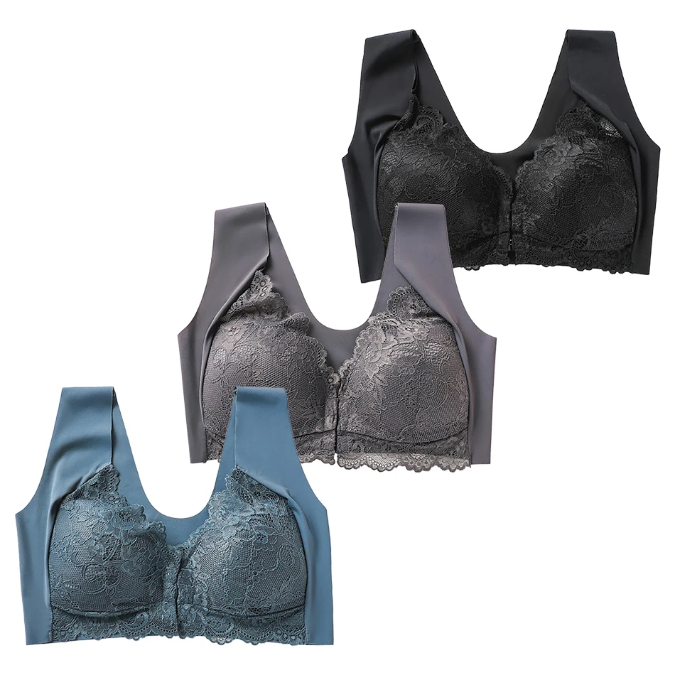 Women Plus Size Lace Front Closure Bra Wireless No Show Underwear Gathered Comfortable Fit and Elegant Look Women Bras
Women Plus Size Lace Front Closure Bra Wireless No Show Underwear Gathered Comfortable Fit and Elegant Look Women Bras