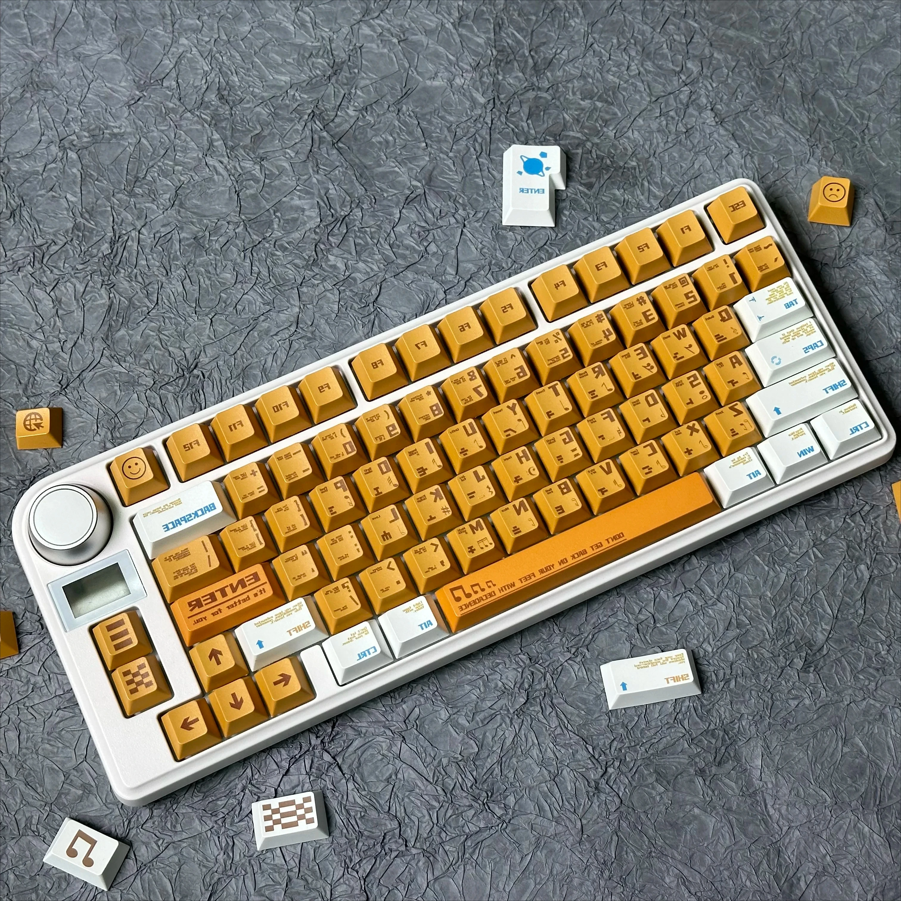 Orange tone keycaps, suitable for mechanical keyboards, hope brother original high-content PBT material hot sublimation keycaps
Orange tone keycaps, suitable for mechanical keyboards, hope brother original high-content PBT material hot sublimation keycaps