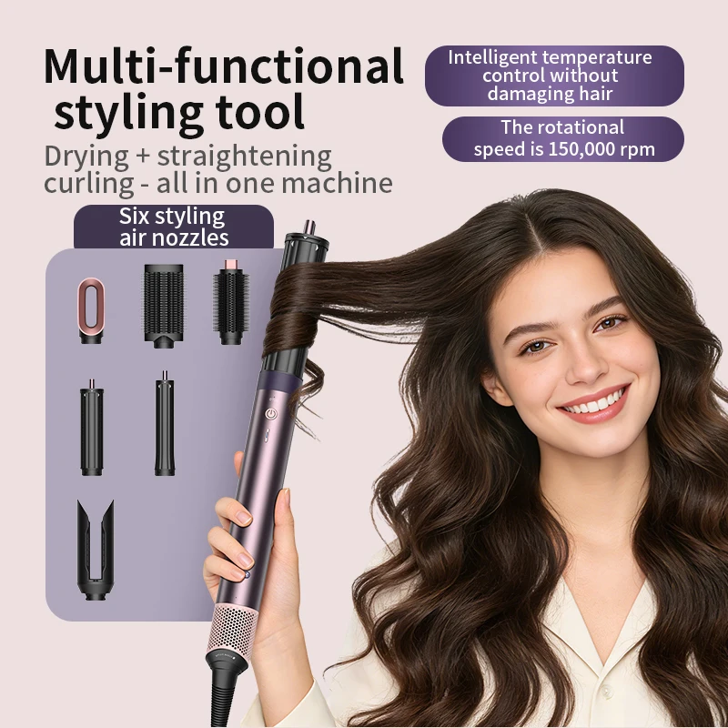 High-Speed Hair Dryer 6 in 1 Set 150000 RPM Ionic Blow Dryer with Diffuser Fast Drying for Thick Curly Hair Women Gift
High-Speed Hair Dryer 6 in 1 Set 150000 RPM Ionic Blow Dryer with Diffuser Fast Drying for Thick Curly Hair Women Gift