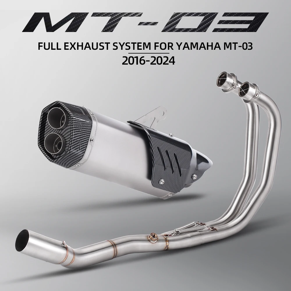 For YZF R3 R25 MT03 Motorcycle Exhaust Full System Front Link Pipe Slip on Escape Moto Double Hole Muffler with cover
For YZF R3 R25 MT03 Motorcycle Exhaust Full System Front Link Pipe Slip on Escape Moto Double Hole Muffler with cover