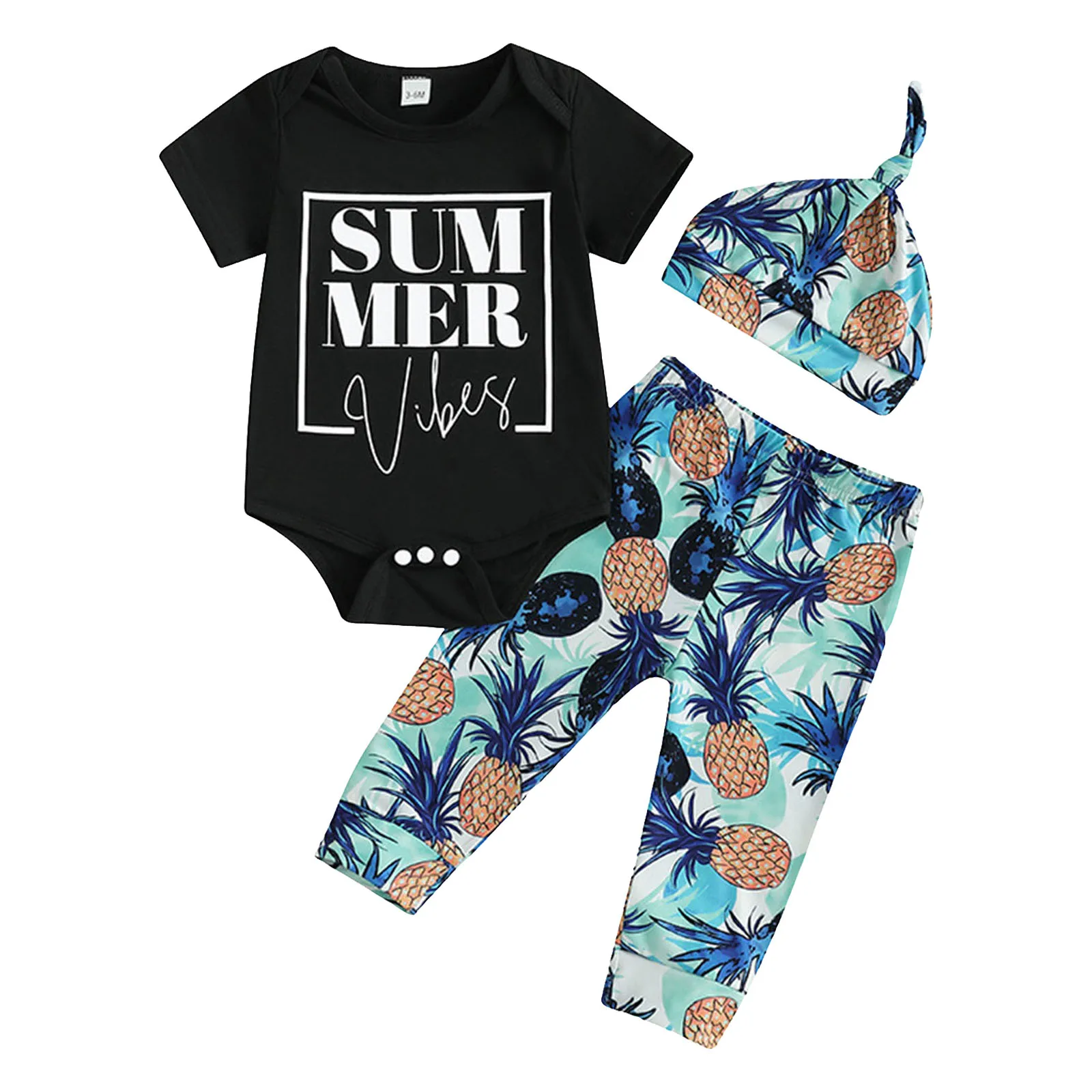 Clothes for Toddler Boys Baby Summer 3Pcs Pants Sets Short Sleeve Letter Print Romper Pineapple Print Pants Hat Clothes Boys
Clothes for Toddler Boys Baby Summer 3Pcs Pants Sets Short Sleeve Letter Print Romper Pineapple Print Pants Hat Clothes Boys