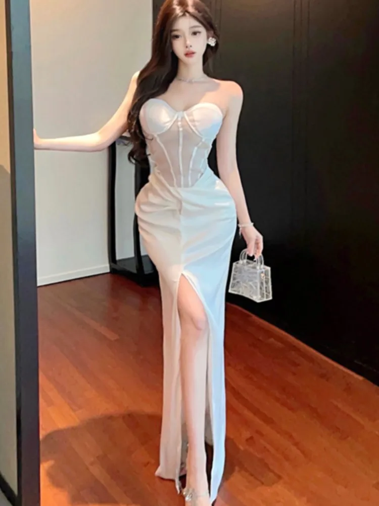 Sexy Strapless Womens Dresses Elegant Off Shoulder Mesh Patchwork Bodycon Evening Party Dress Slim Split Vestidos Female Clothes
Sexy Strapless Womens Dresses Elegant Off Shoulder Mesh Patchwork Bodycon Evening Party Dress Slim Split Vestidos Female Clothes