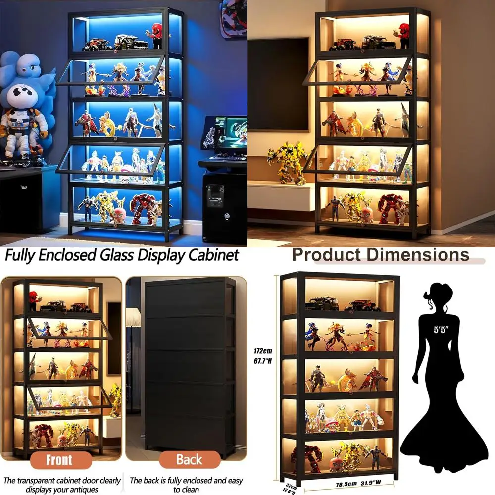 Large Capacity 5-Tier Acrylic Glass Door Curio Cabinet for Collectibles and Toy Organization
Large Capacity 5-Tier Acrylic Glass Door Curio Cabinet for Collectibles and Toy Organization