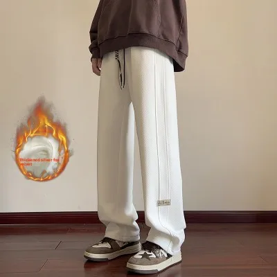 Мужские утепленные спортивные повседневные брюки на флисовой подкладке с завязками, прямые широкие штаны для осени и зимы, для подростков и студентов
Мужские утепленные спортивные повседневные брюки на флисовой подкладке с завязками, прямые широкие штаны для осени и зимы, для подростков и студентов