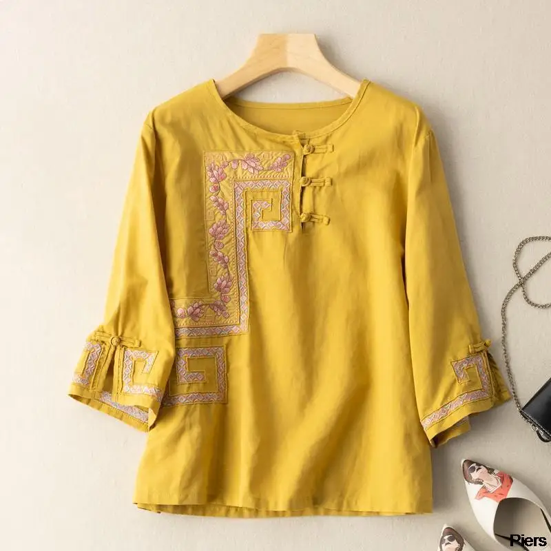 Традиционная китайская рубашка 2026 года, топы в китайском стиле, ретро-одежда для чаепития, блузки с цветочным принтом, женская повседневная шифоновая блузка
Традиционная китайская рубашка 2026 года, топы в китайском стиле, ретро-одежда для чаепития, блузки с цветочным принтом, женская повседневная шифоновая блузка