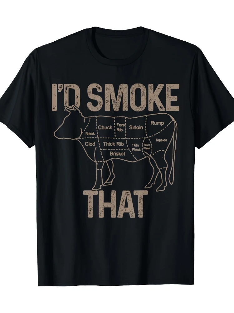 Chef Butcher Cook BBQ I'd Smoke That Cow Beef Funny design-100% cotton O-neck short sleeve casual printed men's T-shirt.
Chef Butcher Cook BBQ I'd Smoke That Cow Beef Funny design-100% cotton O-neck short sleeve casual printed men's T-shirt.