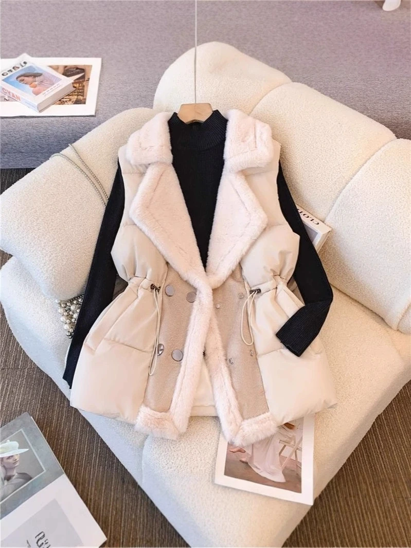 Autumn Winter New Large Size Double-Breasted Fur Collar Vest Coat Women Fur Cotton Vest Female Waistcoat Coat
Autumn Winter New Large Size Double-Breasted Fur Collar Vest Coat Women Fur Cotton Vest Female Waistcoat Coat