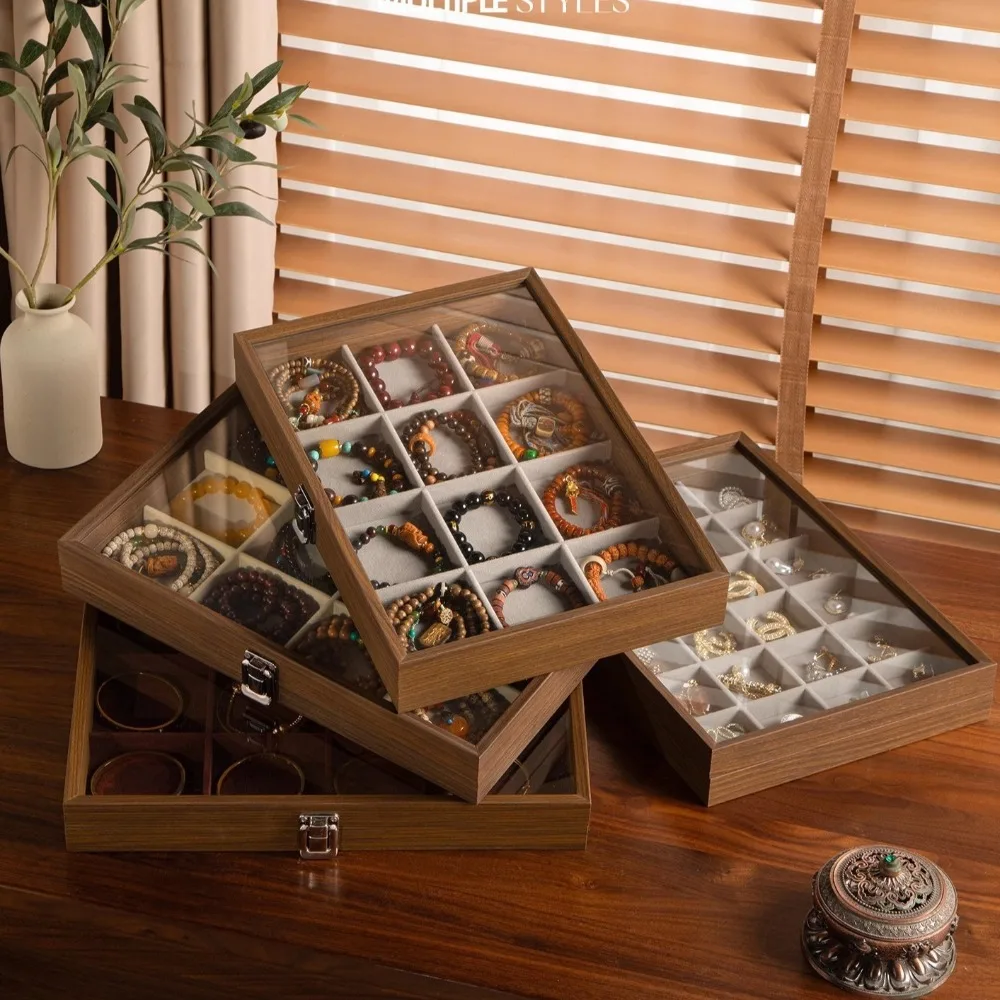 Velvet Wooden Jewelry Tray Dust-proof Necklaces Bracelets Jewelry Storage Box Large Capacity Organizer Jewelry Display Box
Velvet Wooden Jewelry Tray Dust-proof Necklaces Bracelets Jewelry Storage Box Large Capacity Organizer Jewelry Display Box