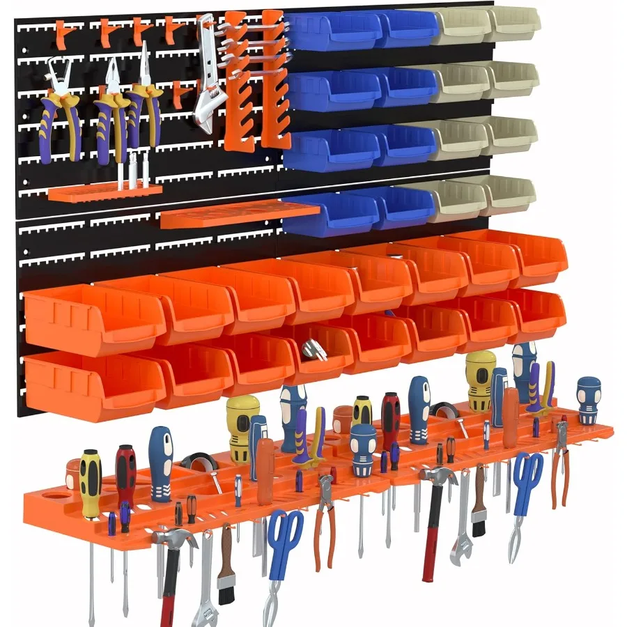 Настенный органайзер для инструментов и запчастей, 52 секции, с 4 настенными досками для крепления, легко устанавливается
Настенный органайзер для инструментов и запчастей, 52 секции, с 4 настенными досками для крепления, легко устанавливается